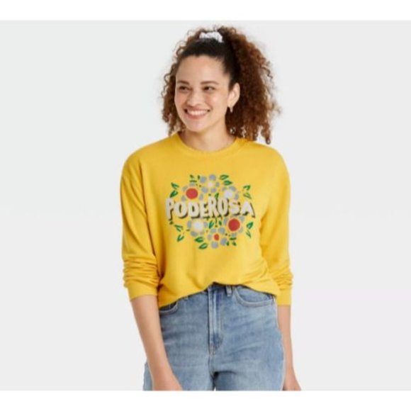 Latino Heritage Women's XL Poderosa Yellow Sweatshirt - Picture 3 of 8